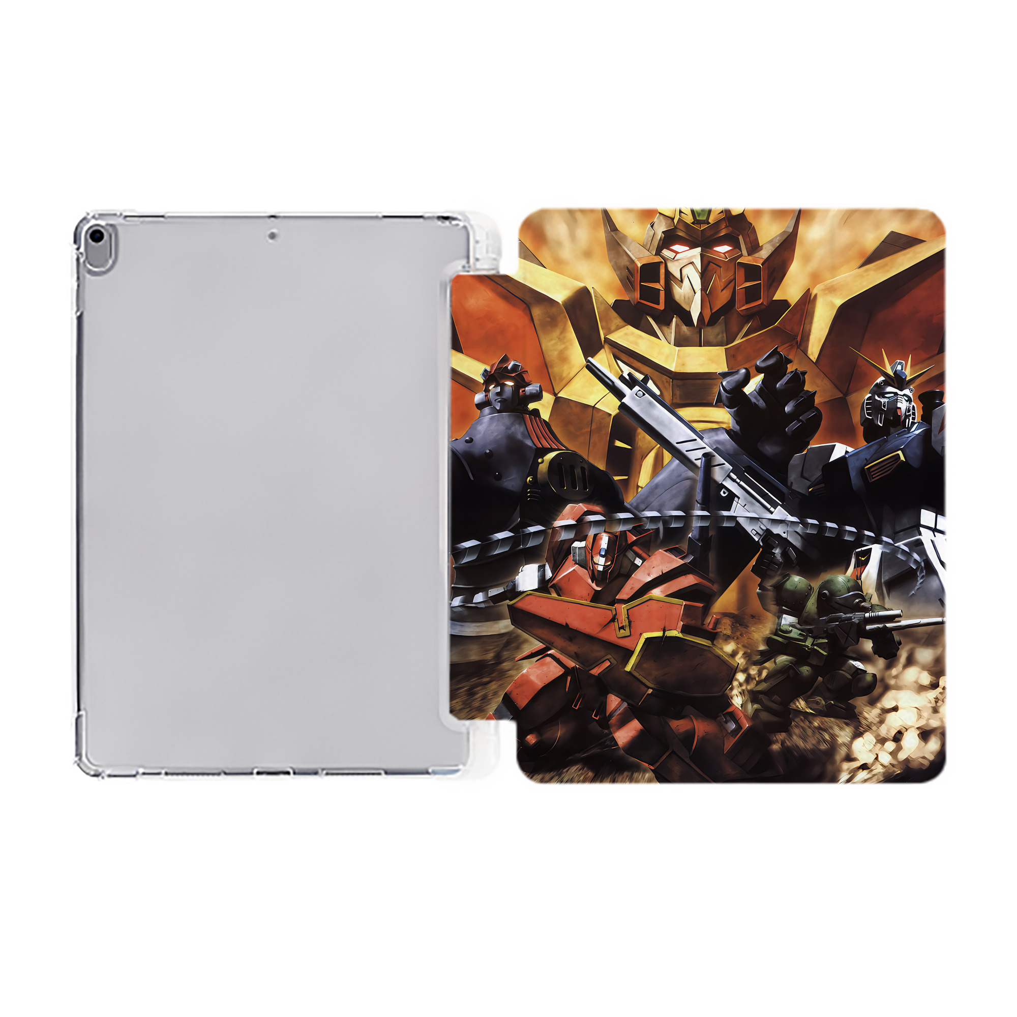 （画像用） 機動戦士ガンダム Mobile Suit Gundam IPad ケース ペン収納付き 三つ折りスタンド PUレザー×シリコン 対応機種9.5/10.5/10.9インチ